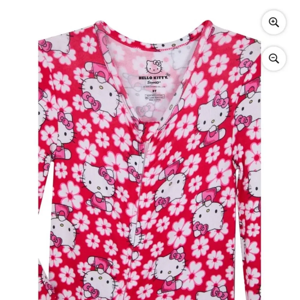 Hello Kitty Toddlers' One-Piece Sleeper, Size 3T Pink‎ Allover Print NWT